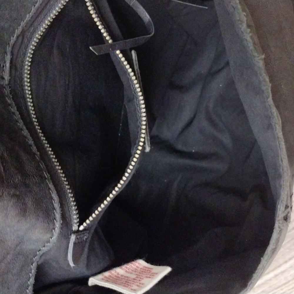 Lucky Brand Stash Black Lambskin Leather Fold Over Hobo Bag VTG Y2K Messenger - Picture 8 of 11